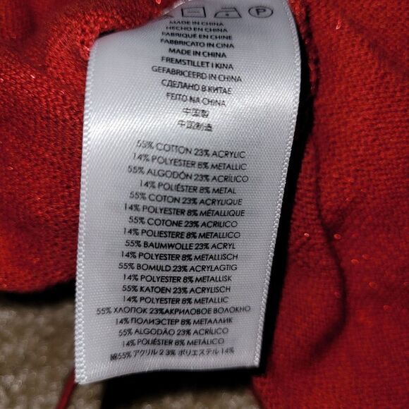 Michael Kors Sweater Women's Red Metallic Ruche Sides Cowl Neck Pullover Sz 2X - Picture 12 of 12